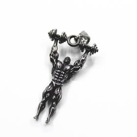 Men's Fitness Dumbbell Muscle Male Pendant Titanium Steel (style: Pendant only, Color: Silver)