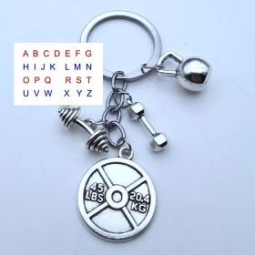 Barbell And Dumbbell Exercise Fitness Letter Keychain (style: R)