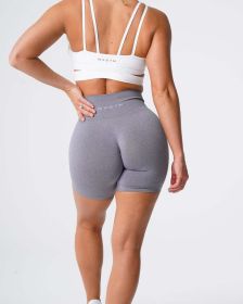 Nvgtn Seamless Pro Shorts Spandex Shorts Woman Fitness Elastic Breathable Hip-lifting Leisure Sports Running (Color: Light Gray, size: L)