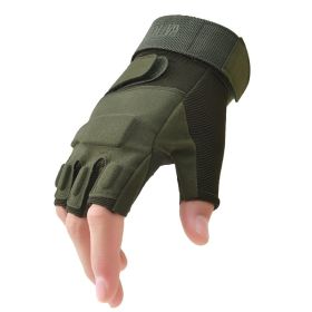 Outdoor Tactical Gloves Airsoft Sport Gloves Half Finger Military Men Women Combat Shooting Hunting Fitness Fingerless Gloves (Gloves Size: L, Color: Army green)