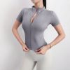 Fitness suit women's short sleeved yoga suit 2024 summer new sun protection high elasticity breathable quick drying sports jacket top