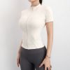 Fitness suit women's short sleeved yoga suit 2024 summer new sun protection high elasticity breathable quick drying sports jacket top