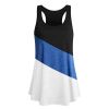 Summer Color Matching Sleeveless Round Neck Vest Women's Fitness Sports Shirt