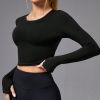 Sports long sleeved hoodie for women's running yoga suit, quick drying and breathable back hollow out hoodie, sexy and beautiful back fitness top