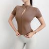 Fitness suit women's short sleeved yoga suit 2024 summer new sun protection high elasticity breathable quick drying sports jacket top